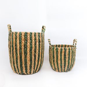 Set of 3 eco-friendly handmade hyacinth storage baskets